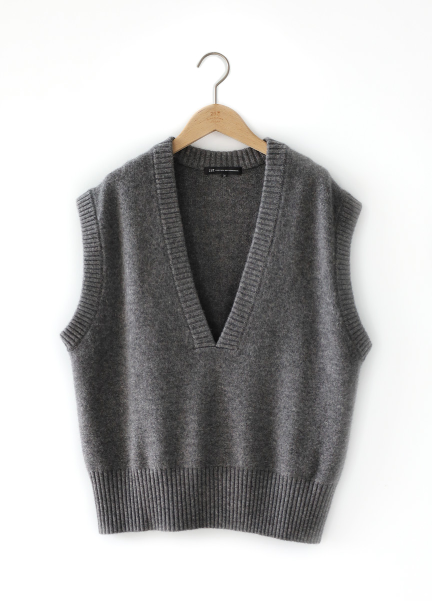 V領粗織針織背心